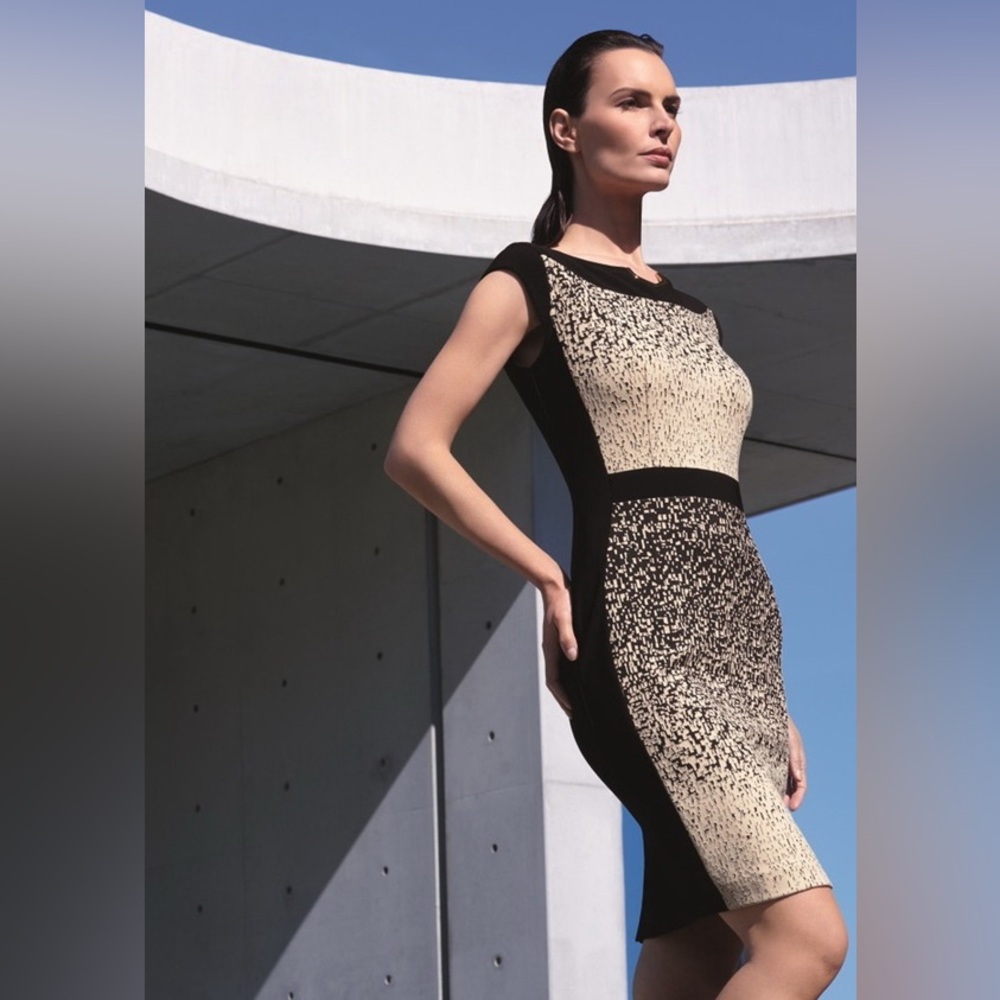Joseph Ribkoff Elegant Black and Cream Dress